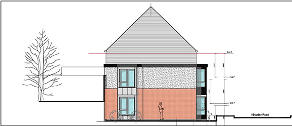 Lot: 69 - LAND WITH PLANNING FOR TWO FLATS - Proposed Side Elevation